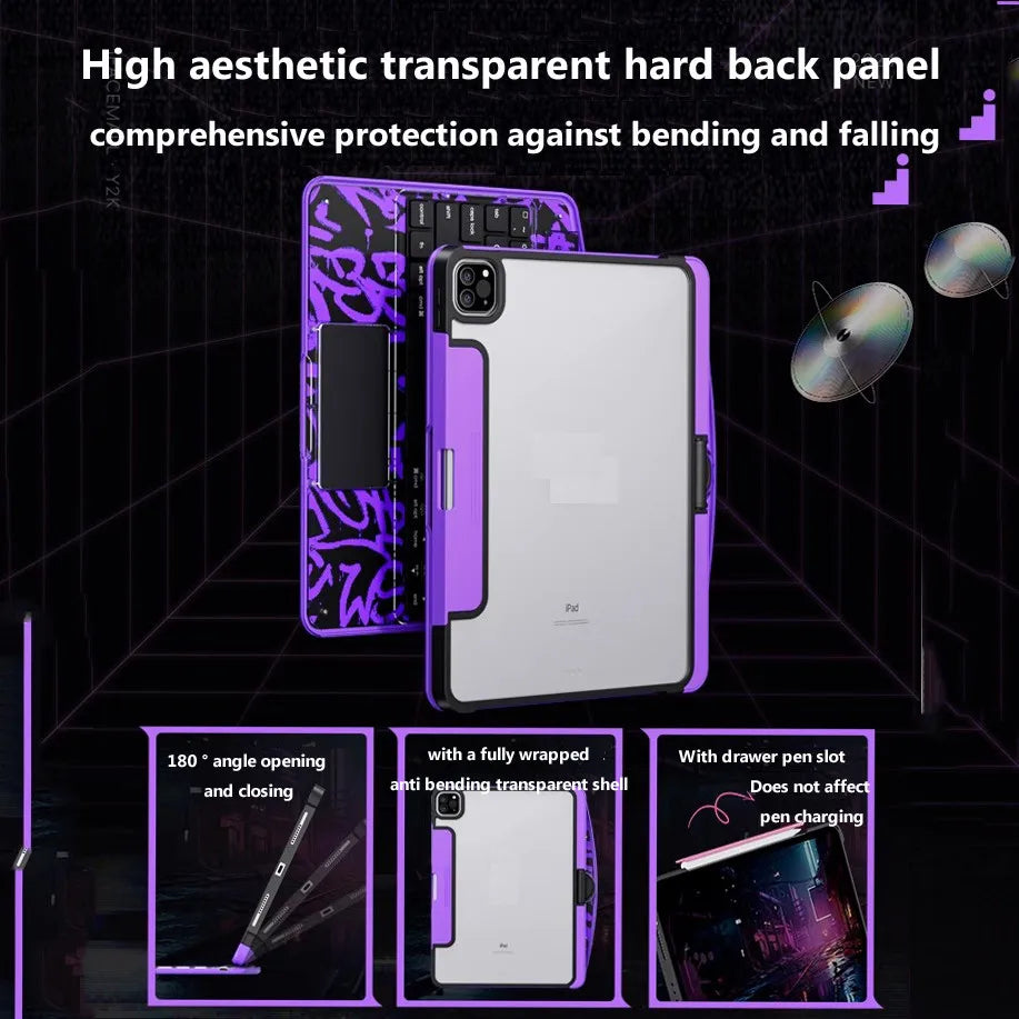 Magic Keyboard For Ipad 11th Gen A16 10th Gen 10.9 A2696 A2757 10.2 9th 8th 7th Air7 Air6 5 4 Transparent Crystal Keyboard Case