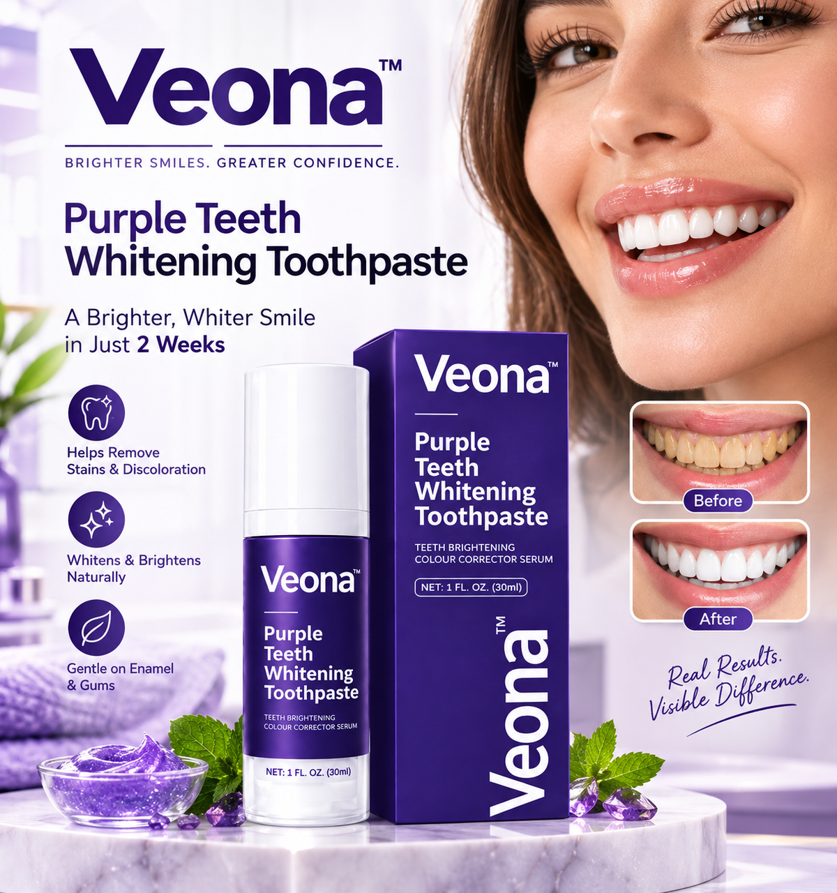 Veona™ Purple Teeth Whitening Toothpaste