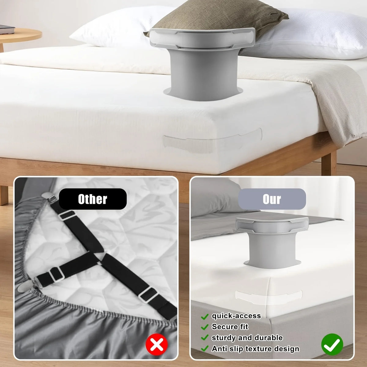 Invisible Heavy Duty Bedsheet Corner Tightener Clips